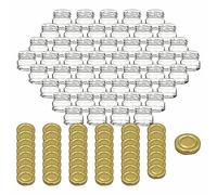 gouveo Juego de 48 tarros de conserva mini de 30 ml con tapa de rosca dorado - mini tarros de conservación con tapón de rosca TO43 - tarros redondos para conservas, mermeladas, especias (EGR030G)