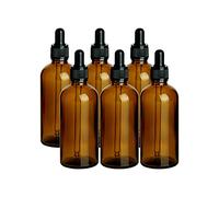 gouveo Juego de 6 frascos con pipeta de 100 ml de vidrio marrón - frasco de farmacia vacío de vidrio - frasco cuentagotas con pipeta de vidrio para esencias, aceites, perfumes, extractos
