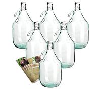 gouveo 1 Globo de Cristal vacío, Cierre de Clip, 5 litros, para Rellenar, 5000 ml, Incluye Folleto de Recetas (Idioma español no garantizado), 5.000 Ml, 6 Glasballons