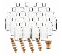 gouveo set de 24 botellas de botica redondas (0,25 l) con corcho con pomo de madera para licor jarabe aceite vinagre y decoración (AFRT250HGK)