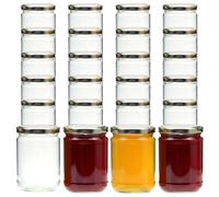 gouveo Set de 24 tarros de conserva 580 ml Classic con Tapa de Rosca Plata BS - tarros de conservación con Tapa de Rosca TO82 - tarros de Mermelada vacíos