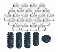gouveo Set de 24 tarros mini de conserva (0,03 l) con tapa Twist-Off TO 43 negra mate redondos de vidrio para especias mermelada porciones y muestras (EGR030SZBS)
