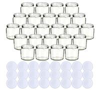 gouveo Tarros de conservas (24 unidades, 360 ml, redondos, con tapón de rosca, TO82, para conservas y almacenamiento), color blanco