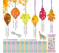 GOUYENG Carillón de Viento DIY,12 Piezas Hojas Campanillas de Viento de Madera,Paquete de Kits de Carillones,Decoraciones de Madera de Otoño,Hoja de Arce Carillón de Viento Set