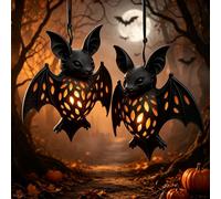 GOUYENG Decoracion Halloween,2 Piezas 3D Murcielagos Luces de Halloween | Lámpara de murciélago,Murciélago Decorativo para Halloween,para Puertas,Ventanas,Paredes y Decoración de Jardines