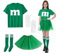GOUYENG Disfraz M y M para Mujer,Camiseta con Estampado M,Camiseta para Mujer,con Tutú,Guantes,Calcetines de Carnaval,Disfraz de Grupo,Estampado M y Camisetas de Carnaval,Disfrazs de Carnavals(XL)