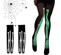 GOUYENG Medias de Red de Pesca,2 Piezas Accesorios Halloween,Medias de Esqueleto de Halloween,Leotardos Esqueleto,Skeleton Tights,para Carnaval,Mardi Gras,Fiesta Temática,Víspera de Todos los Santos