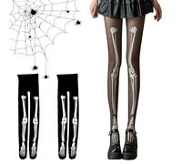 GOUYENG Medias de Red de Pesca,2 Piezas Accesorios Halloween,Medias de Esqueleto de Halloween,Leotardos Esqueleto,Skeleton Tights,para Carnaval,Mardi Gras,Fiesta Temática,Víspera de Todos los Santos