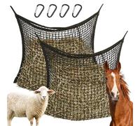 GOUYENG Red de Heno para Caballos,2 Piezas Red de Heno Pacas 80x90 cm,Malla de Henos,con 4 Mosquetones,Capacidad de 8 Kg,Prolongación de La Hora de Alimentación,para Cabras,Animales,Caballos