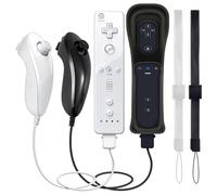 GOUYESHO Mando a distancia de repuesto desnudo para Wii/Wii U Controller con Nunchuck con Motion Plus, repuesto para consola Wii/Wii U, 2 Pack(Negro y Blanco)