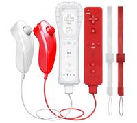 GOUYESHO Naked mando a distancia de repuesto para Wii/Wii U Controller con Nunchuck con Motion Plus, mando a distancia de repuesto para la consola Wii/Wii U, Pack de 2 (Rojo y Blanco)