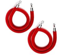 GOUZIBHD 2 Piezas Cuerda de Control de Multitudes,Cuerda de Barrera de Cola con Ganchos Plateados,Cuerda de Puntal,Cuerda de Terciopelo para Bodas,Películas,Teatros(Size:4.9ft/150cm,Color:Rojo)