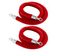 GOUZIBHD 2 Pz Cuerda de Puntal de Terciopelo,Puntalcuerda,90-305cm,Cuerda de Barrera de Cola,Cuerda de Control de Multitudes con Ganchos Plateados,para Cine en Casa(Size:6ft/185cm)