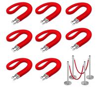 GOUZIBHD 8 Paquetes Cuerda de Control de Multitudes,Cuerda de Terciopelo con Ganchos Plateados,Cuerda de Barrera,Cuerda de Puntal para Cines Hotel Banquetes Fiestas(Size:3.3ft/100cm,Color:Rojo)