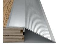 GOUZIBHD Banda de Umbral,Tira de Transición De Aluminio,Transición de Piso,Tira Divisoria de Puerta de Piso,Perfil de Compensación de Altura para Azulejos de Rampa de Puerta(Color:Plata)