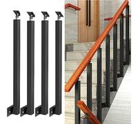 GOUZIBHD Barandilla Mano para Exteriores,Poste Baranda Cuadrado Balaustres Columna Husillos,Pasamanos de Escalera Montaje Lateral Negra,para Cubierta, Kit Varilla de Apoyo Metal,4 Piezas(Size:105cm)