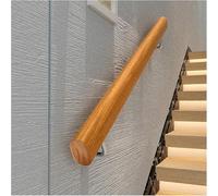 GOUZIBHD Barra de Apoyo Redonda de Madera para Escaleras,Pasamanos de Pared con Soporte Metálico,Barandilla de Seguridad Antideslizante para Personas Mayores y con Discapacidad(Size:3ft/90cm)