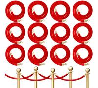 GOUZIBHD Cuerda de Puntal de Terciopelo Rojo,Cuerda de Control de Multitudes,12 Unidades de Cuerda Barrera,Cuerda de Terciopelo con Ganchos Dorados para Cines,Hoteles y Alfombras(Size:3.3ft/100cm)