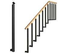 GOUZIBHD Kit de Barandilla de Escalera Cuadrada,Pasamanos de Escalera,Poste de Balaustres de Escalera con Soporte de Ángulo Plano Y Ajustable de 270°,para Escalones,Balcones(Size:70cm/27.6in)