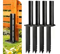 GOUZIBHD Kit de Reparación de Postes de Cerca Reforzados Estacas de Anclaje,Estacas de Reparación Sin Excavación Estaca de Acero para Reparar Postes de Madera Inclinados o Rotos(Size:4PCS)