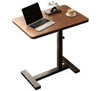 GOUZIBHD Mesa de Centro en Forma de C, Escritorio para Sala Estar, Dormitorio, Mesa de Noche Altura Ajustable, Mesa Central Decorativa con Marco Metal Mesa para Balcón Dormitorio Marrón