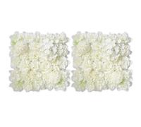GOUZIBHD Paneles de Flores de Seda de 2 Piezas,Set de Paneles Florales de Pared,13.8 X 13.8 Pulgadas Fondo de Pared con Flores Artificiales con Base de Malla para Bodas Cumpleaños(Color:Blanco)