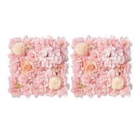 GOUZIBHD Paneles de Flores de Seda de 2 Piezas,Set de Paneles Florales de Pared,13.8 X 13.8 Pulgadas Fondo de Pared con Flores Artificiales con Base de Malla para Bodas Cumpleaños(Color:Rosa Claro)