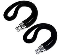 GOUZIBHD Paquete de 2 Cuerda de Barrera de Cola,Cuerda de Terciopelo,Cuerda de Puntal con Ganchos Plateados,Cuerda de Control de Multitudes para Bodas,Películas(Size:5ft/155cm,Color:Negro)