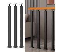 GOUZIBHD Paquete de 3 Postes Cuadrados para Barandillas de Escalera,con Husillos Metálicos Ajustables a 270° Y Base Plana,para Interiores,Terrazas,Escalones y Jardines(Size:90cm/35.4in)