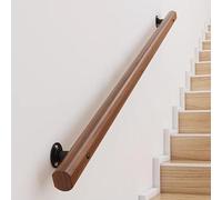 GOUZIBHD Pasamanos de Escalera Madera para Interior, Pasamanos de Escalera Redondos, Barandilla de Seguridad,Baranda Montado La Pared con Kit Instalación Barandilla, Barra de Apoyo Marrón(Size:80cm)