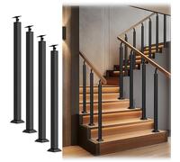 GOUZIBHD Poste cuadrado de balaustres de escalera, eje de barandilla de metal ajustable a 270° con base de soporte plano, postes de barandilla de metal para áticos, oficinas, edificios y cubiertas