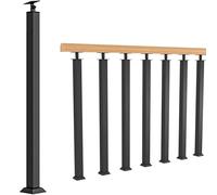 GOUZIBHD Poste de Balaustre para Montaje en Suelo, Columna de Barandilla de Escalera Cuadrada Negra con Husillos Ajustables a 270°, Pilar de Barandilla Decoración Exterior 1 Unidad(Size:95cm)