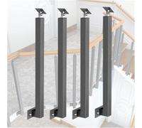 GOUZIBHD Poste de Barandilla Montaje Lateral, Balaustre Cuadrado, Columna de Barandilla Ajustable a 270° para Terrazas Villas Barandilla Kit de Barras de Soporte Negras 4 Paquete(Size:90cm)