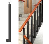 GOUZIBHD Postes cuadrados de balaustre de escalera: husillos de barandilla de metal ajustables de 270° con kit de tornillos de base de soporte plano, postes de barandilla de hierro para escalera y