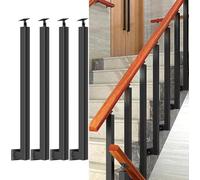 GOUZIBHD Postes cuadrados de balaustre de escalera, husillos de barandilla de metal ajustables de 270° con kit de tornillos de base de soporte plano, postes de barandilla de hierro para escalera