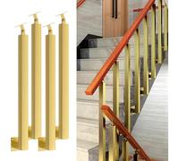 GOUZIBHD Postes cuadrados de balaustre de escalera: husillos de barandilla de metal ajustables de 270° con kit de tornillos de base de soporte plano, postes de barandilla de hierro para escalera y