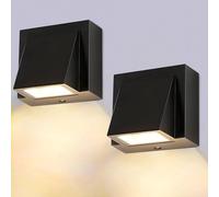 Gouzloyed 2 Piezas Aplique pared exterior LED aplique pared interior 6W Luz exterior 3000K Blanco Cálido IP65 Impermeable iluminación arriba abajo Adecuado para jardín pasillo (Down-2Piezas)