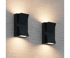 Gouzloyed 2 Piezas Aplique pared exterior LED aplique pared interior 6W Luz exterior 3000K Blanco Cálido IP65 Impermeable iluminación arriba abajo Adecuado para jardín pasillo (UP Down-2Piezas)