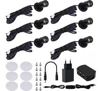 Gouzloyed 6 Piezas Mini focos LED Superficie Rotativo 360°Mini Spot Luz con Puerto USB 3000K Blanca Cálida Luz Regulable Adecuado para Armarios Pasillos Salas (6 Piezas-Blanco Cálido-Negro)