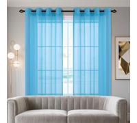 GOUZOO Cortina Translúcida Visillos 180 x 200 cm Translucida Cortinas Salon Modernas Translucidas Monocolor para Ventanas Habitacion, Azul Cielo