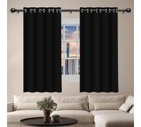 GOUZOO Cortinas Dormitorio Cortina Corta para Ventana 152 x 189 cm Opaca Termica Isolante Blackout Curtains con Ojales per Camera da Letto e Soggiorno, Negro