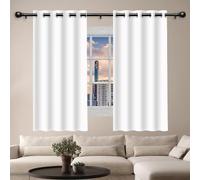 GOUZOO Cortinas Dormitorio Cortina Corta para Ventana 152 x 191 cm Opaca Termica Isolante Blackout Curtains con Ojales per Camera da Letto e Soggiorno, Blanco