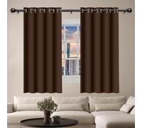 GOUZOO Cortinas Dormitorio Cortina Corta para Ventana 158 x 202 cm Opaca Termica Isolante Blackout Curtains con Ojales per Camera da Letto e Soggiorno, marrón