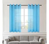 GOUZOO Cortinas Salon Modernas 220 x 215 cm Translucido Visillos Salón Translúcida Fresca para Salon Dormitorio, Azul Cielo