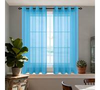GOUZOO Cortinas Salon Modernas Translucidas 180 x 200 cm Translucida Visillos de Dormitorio Moderno Translucido Moderno para Sala Cuarto Dormitorio Comedor Cocina Salón, Azul Cielo
