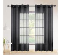GOUZOO Cortos Translúcidos Visillo 320 x 330 cm Translucidas Translúcidas Visillos Paneles Elegante para Sala Cuarto Dormitorio Habitación Comedor Cocina Salón Sala, Negro