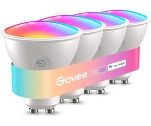 Govee Bombilla Inteligente GU10, Bombilla LED GU10 WiFi RGBWW Compatible con Matter, Alexa y Google Home, Lampara LED 400LM 16 Millones de Colores Regulable Sincronización de Música, Paquete de 4