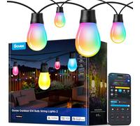 Govee Bombilla Inteligente para Exterior,15M LED RGBIC Blanco Cálido de Patio WiFi, Funcionan con Alexa, IP66 Resistente al Agua, 111 Modos de Escena, Regulable para Patio Trasero y Navidad