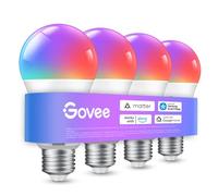 Govee Bombilla LED E27 Inteligentes WiFi y Bluetooth, Compatible con SmartThings, Matter, Alexa y Google Assistant, 800LM, 16 Millones de Colores DIY RGBWW, Bombilla Inteligente, Juego de 4