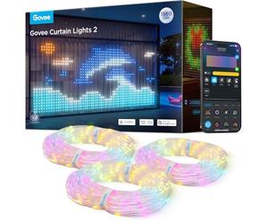 Govee Curtain Light 4,5×2m, Cortina Inteligente con GIF DIY, Guirnaldas de Luces LED con Cambio de RGBIC, Navidad Decoración Dinámica Inteligente, IP65 Impermeable, Compatible con Alexa, 1560 LEDs
